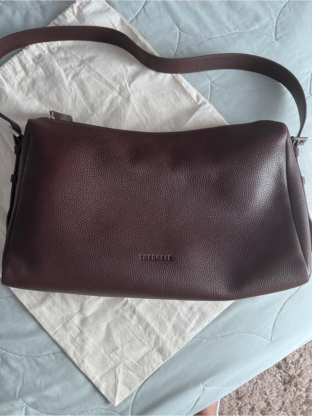 The Horse Plum Leather Shoulder Bag with Silver Hardware - Picture 2 of 12